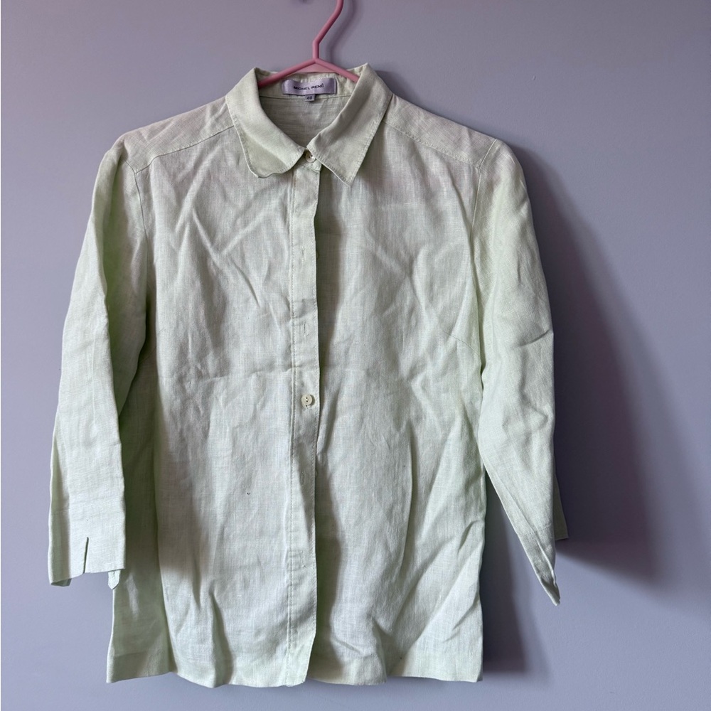 Elegant Light Green Women's Button-Down Shirt